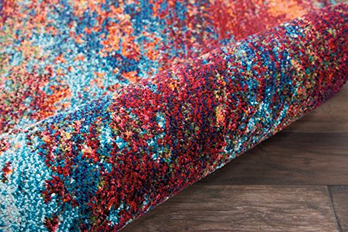 Nourison Celestial Red/Blue Atlantic 2'2" X 7'6" Area -Rug, Contemporary, Abstract, Easy -Cleaning, Non Shedding, Bed Room, Living Room, Dining Room, Kitchen, (8' X Runner) #TOP4
