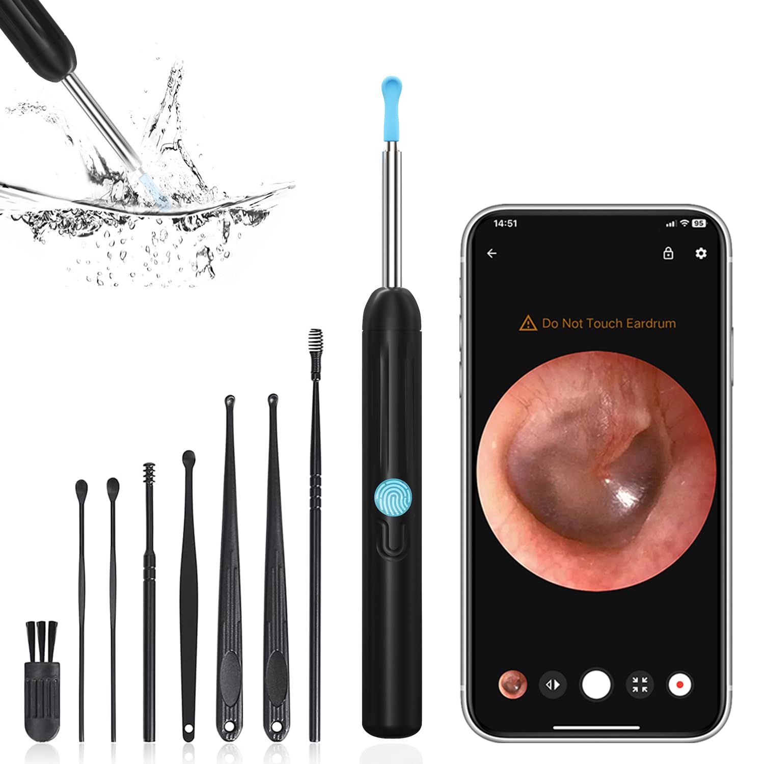 Ear Wax Removal - Ear Cleaner with Camera - Earwax Remover Tool with 8 Pcs Ear Set - Wireless Ear Scope Otoscope with Light - Ear Camera with 6 Ear Spoon - Ear Cleaner (BLACK)-image-13