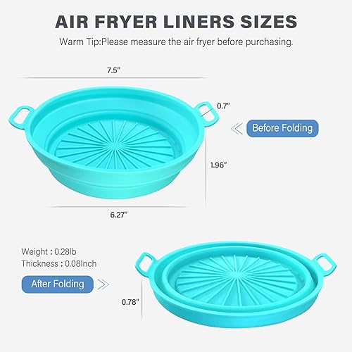 Miniatura 2 de Revestimientos de silicona para freidora de aire 85 pulgadas cesta de silicona reutilizable resistente al calor fácil limpieza freidora de aire olla