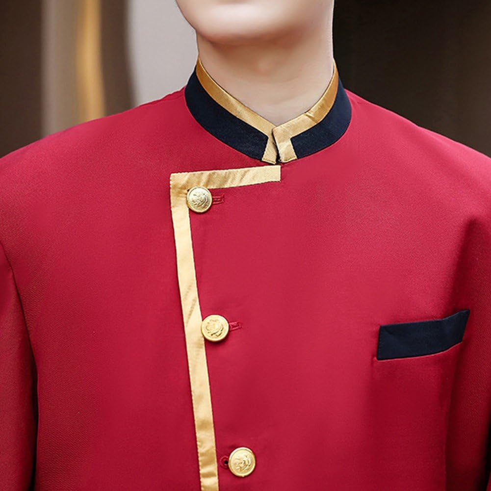 Uniforme De Portier D'hôtel avec Chapeau, Uniforme Rouge Professionnel D'hôtel, Tenue De Réceptionniste, Serveur, Chauffeur, Uniforme De Service À Manches Longues