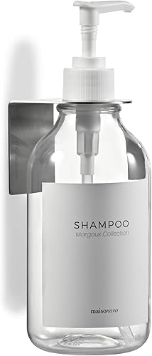 Miniatura 17 de MaisoNovo Dispensador de Champú y Acondicionador - Dispensador de Jabón de Ducha Montado en la Pared - 16.9 fl oz Juego de 1 Botella de Plástico