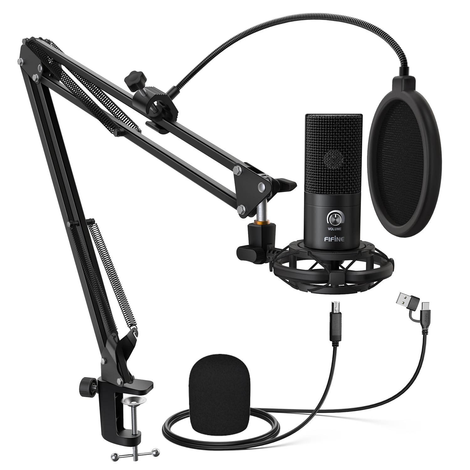 コンデンサーマイク PC 有線 超単一指向性　ブームアームスタンド付き Amazon.co.jp: FIFINE USBマイクセット コンデンサーマイク ゲーミング