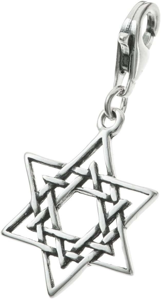 925 Sterling Silver Magic Star of David Dangle Bead Pendant Clasp European Lobster Trigger Clip On Charm