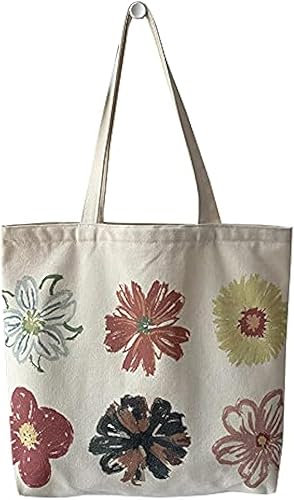 Miniatura 5 de Bolsa de lona para mujer y niña bolsa de hombro escolar con cremallera para trabajo playa almuerzo viajes y compras bolsa de comestibles Campana de