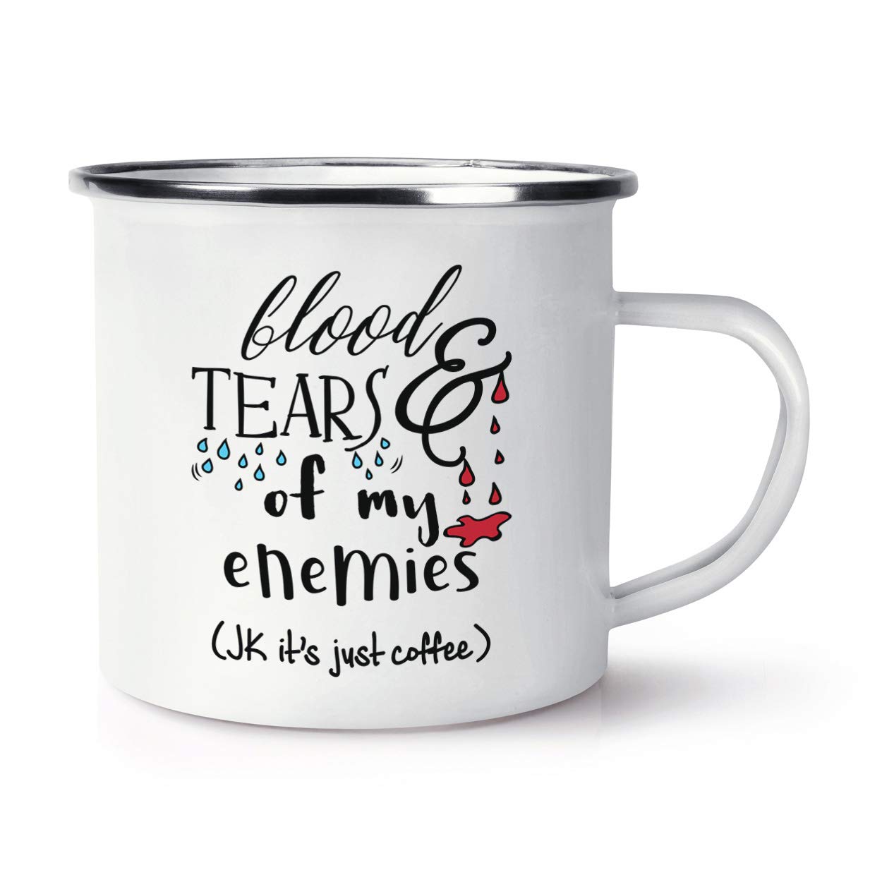 Tazza Con Scritta "Blood And Tears Of My Enemies" - Gift Base, 325 Ml, Bianca - copertina