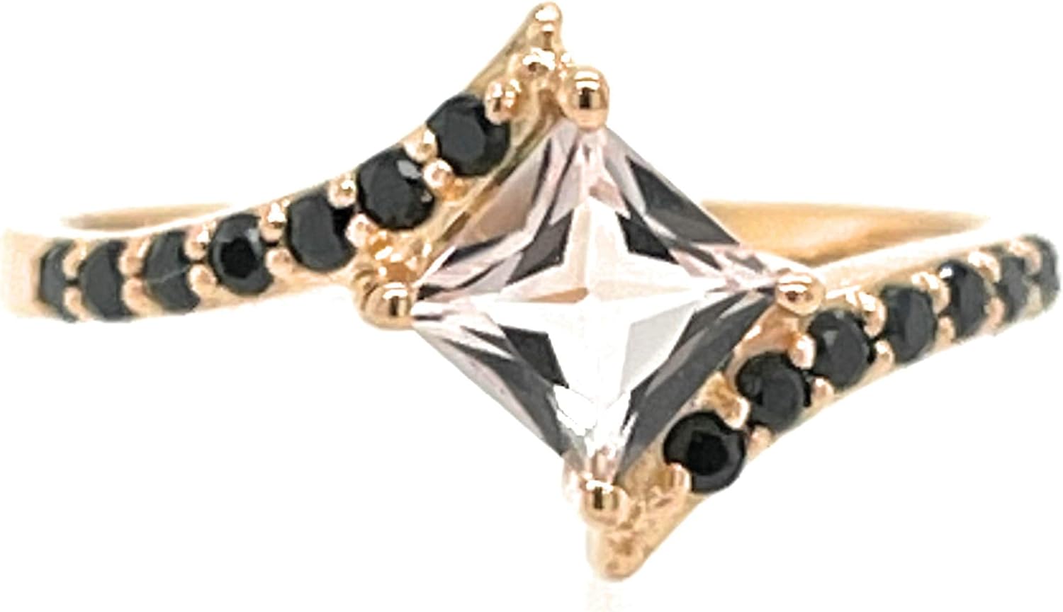 Natural 1ct Peach Morganite, Spinel 14k Rose Gold Over Sterling Silver Engagement Ring Size 5, 6, 7, 8, 9