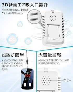Amazon.co.jp: 【3-IN-1一酸化炭素濃度/温度/湿度搭載一酸化炭素