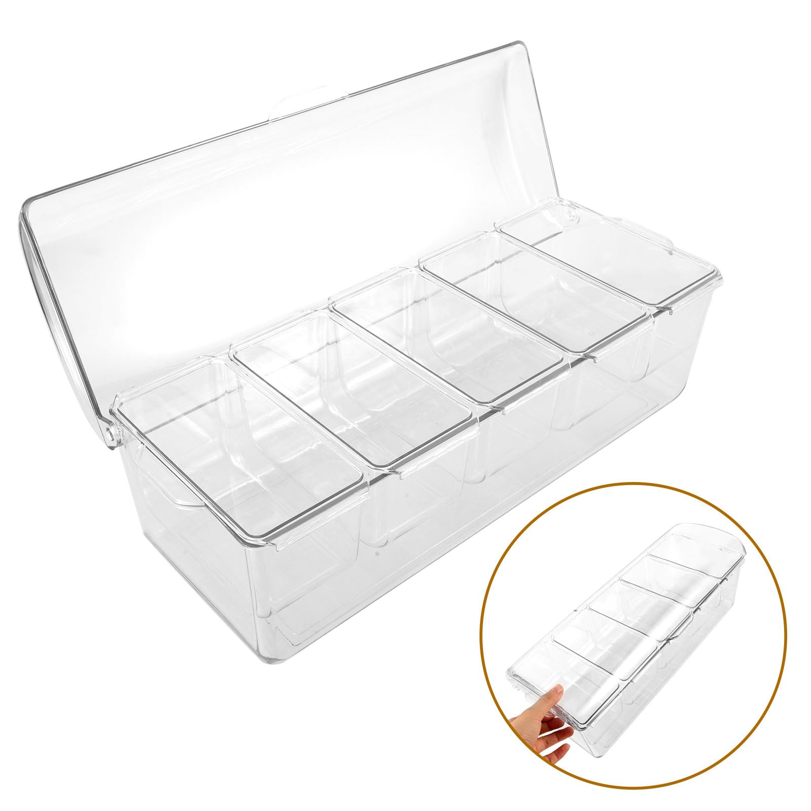 CALLARON Contenitore per Insalata con 5 Scomparti in Plastica, Capacità Grande, Mantiene Fresche le Verdure, per Picnic e Barbecue All'aperto