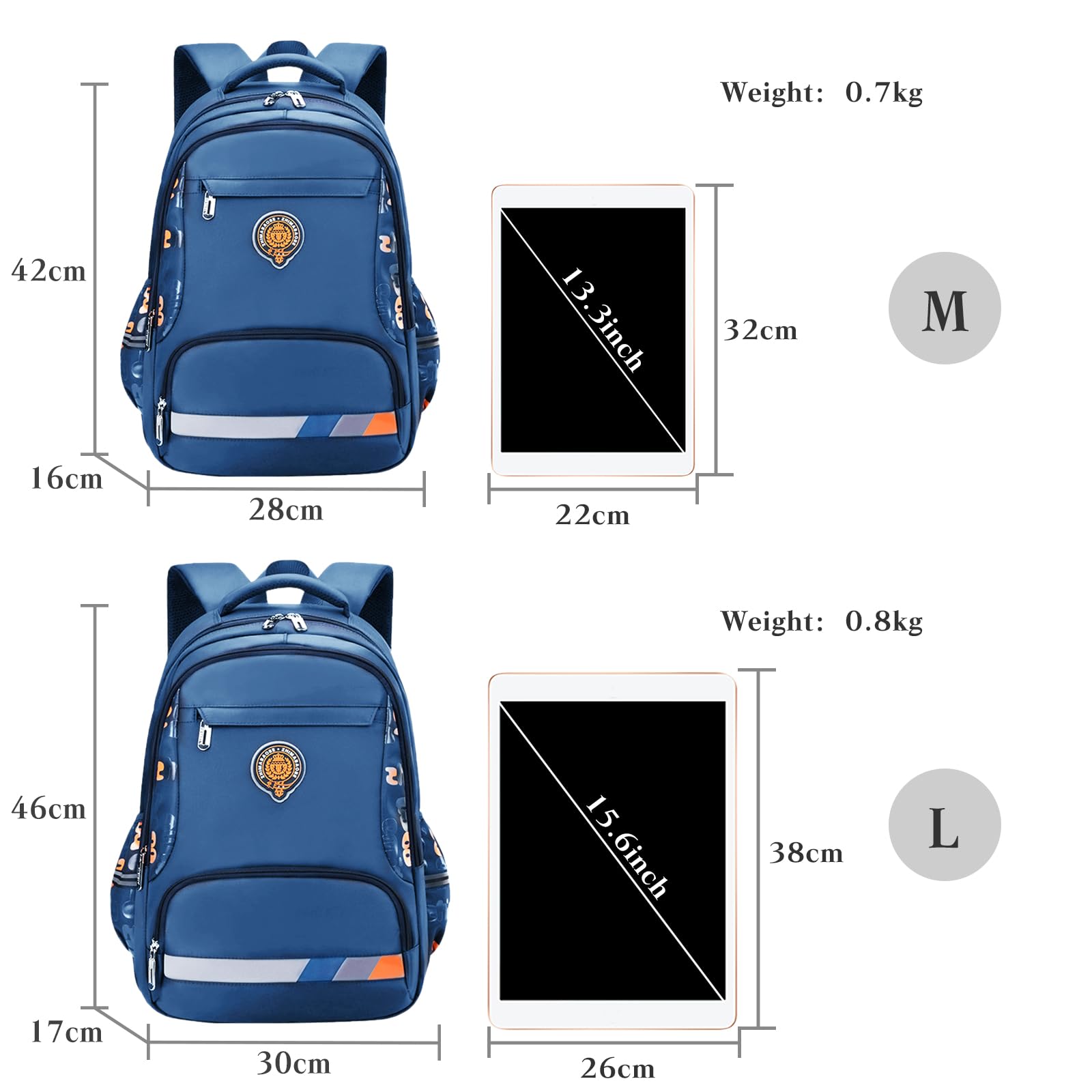 Enfants Cartable Garçons Sac D'école Étudiant Sac D'école Adolescent Sacs Scolaires Nylon Sac à Dos Daypack pour École Voyage Camping Bleu