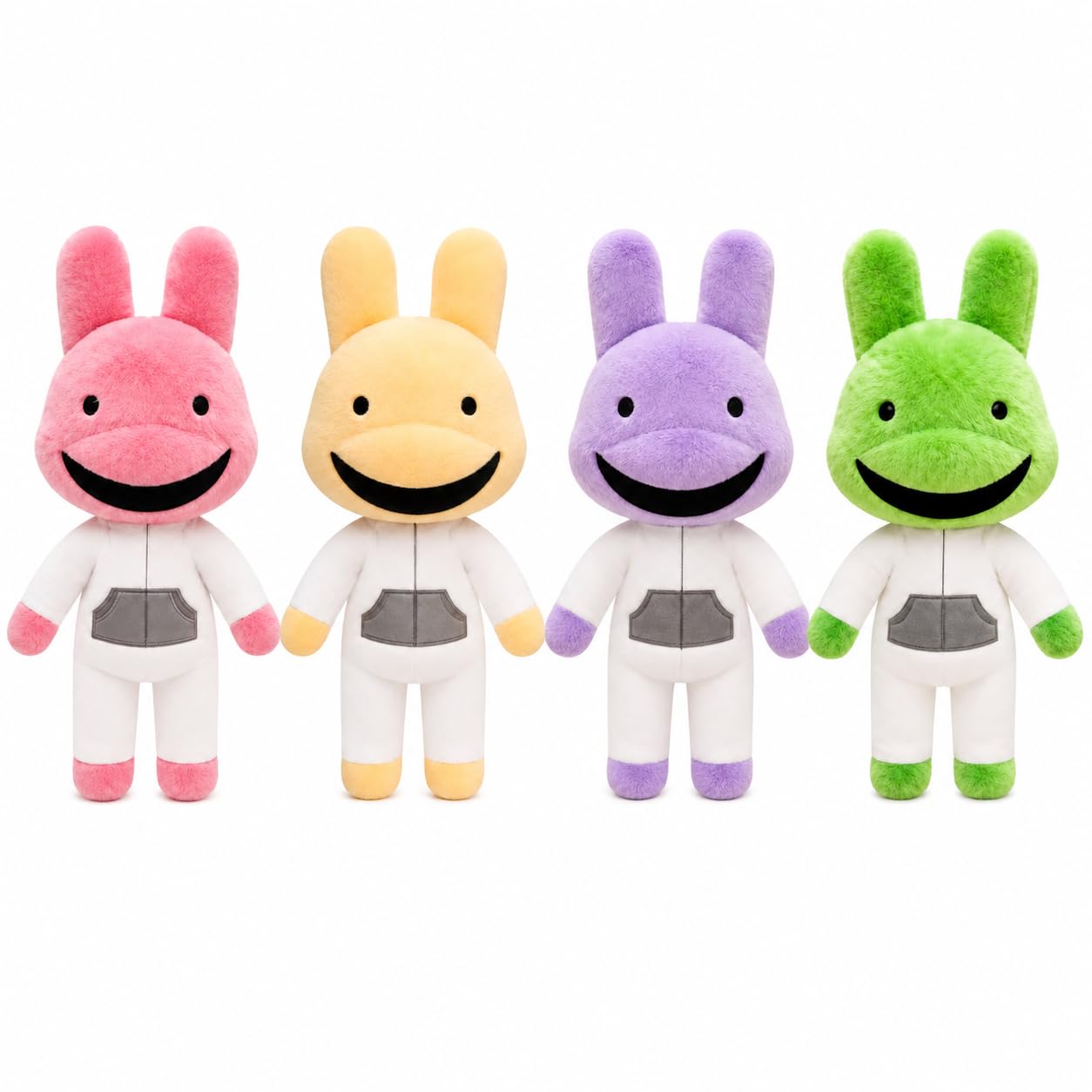 Animal Hospital Plush 9.8in Role Play Figure, Collectible for Game Fans (Yellow Rabbit+ Green Rabbit+Pink Intern+Purple Intern)
