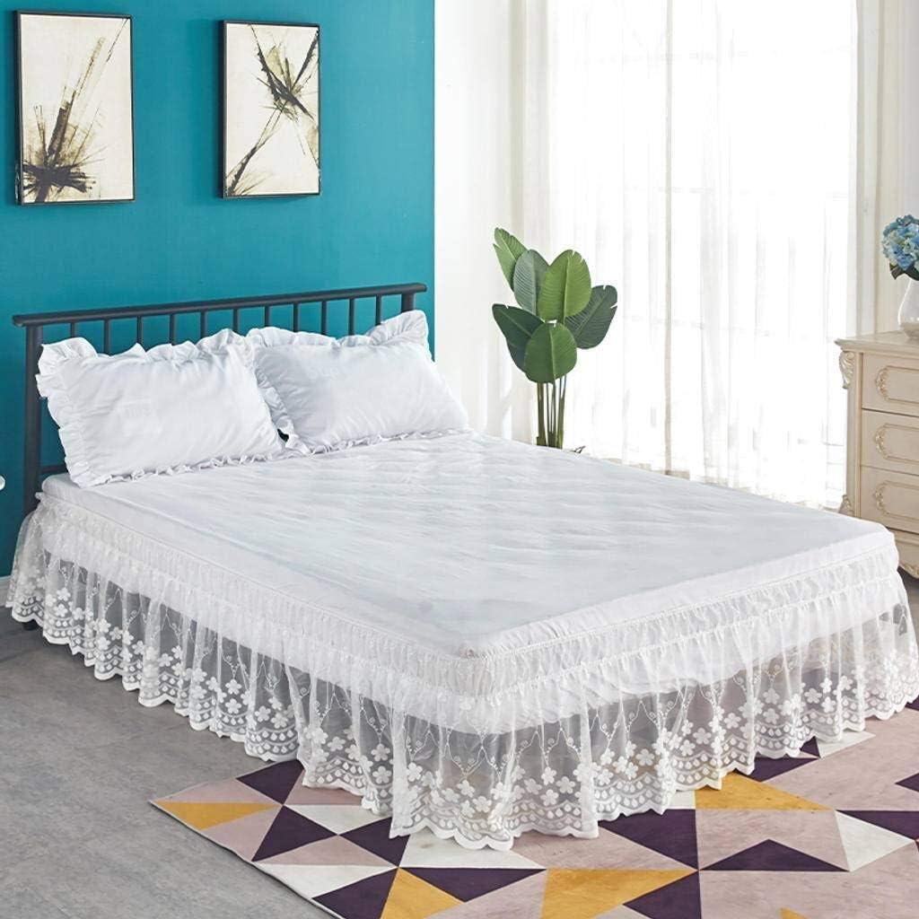 Lace Trimmed Elastic Bed Wrap,princess Twin/Full/Queen/King/Wrap Around Elastic Bed Skirt - Poly Cotton - Easy On/Easy Off Dust Ruffled Bed Skirts Soft & Wrinkle Free Bed Skirt.