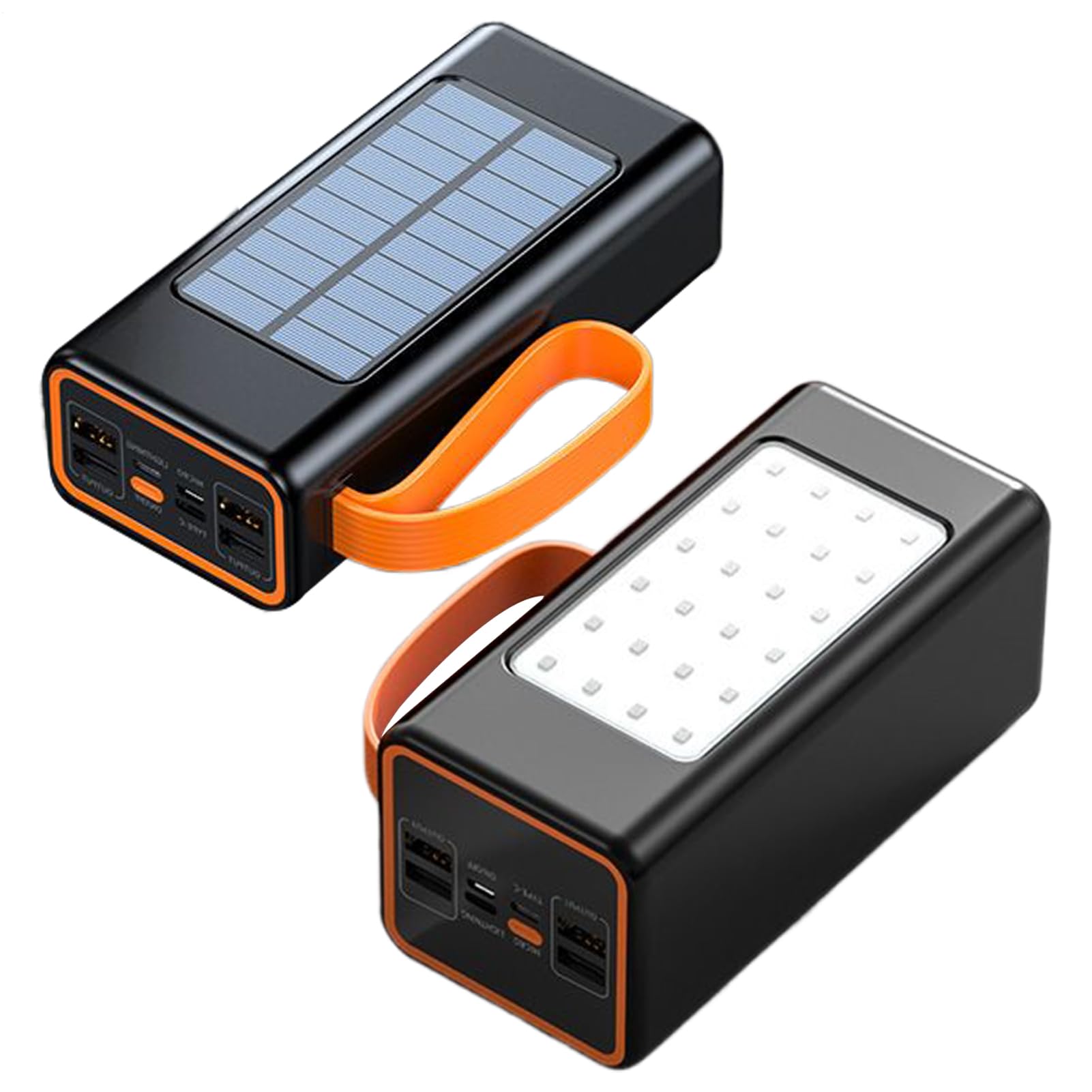 Power Bank Solarny Ładowarka Power Bank Z Panelami Słonecznymi | Zewnętrzny Akumulator O Dużej Pojemności Do Ładowania Na Camping i Wędrówki