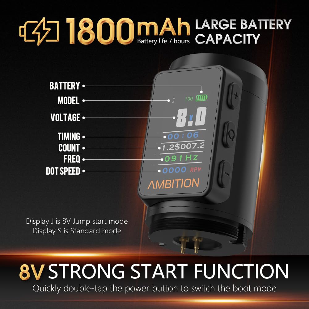 Amazon.com: Ambition Vibe Max Wireless Tattoo Machine with 1800mAh