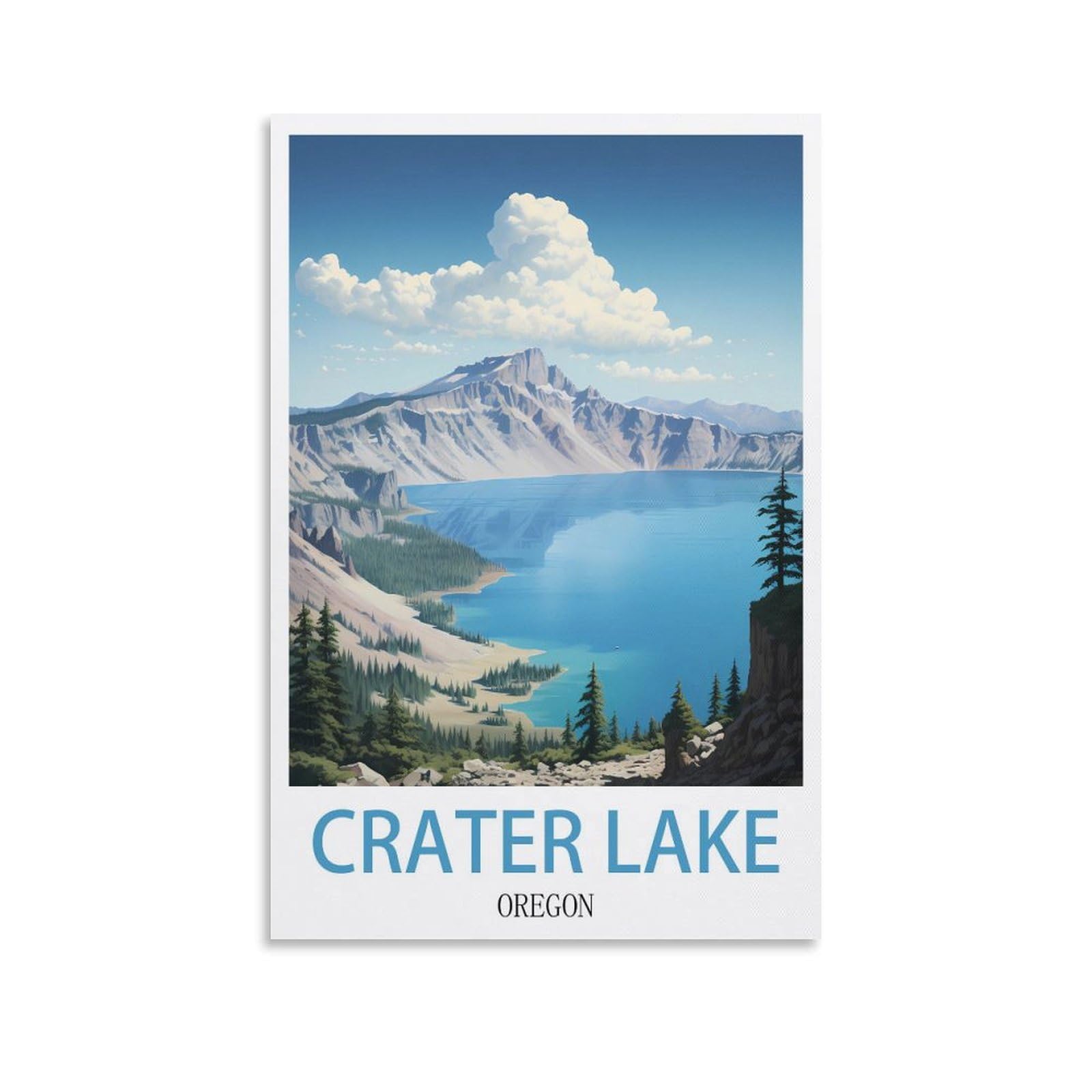 EZMLFA Diamond Painting Art Kits,Crater Lake Oregon,5D Diamond Painting Kit for Adults Beginners, DIY Full Round Drill Gem Art Kits for Home Decor 40x40cm
