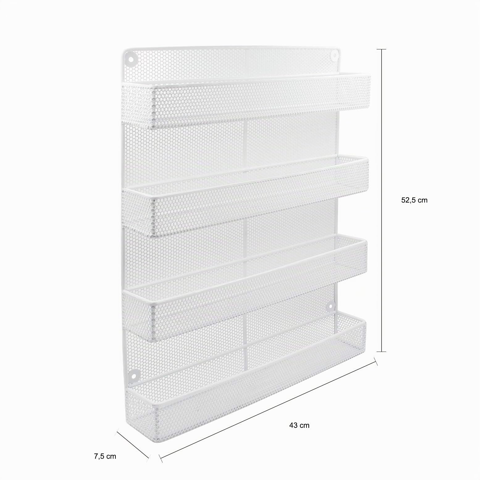 QUVIO Großes Gewürzregal Stahl - für an der Wand - Gewürze und Töpfe - Weiß