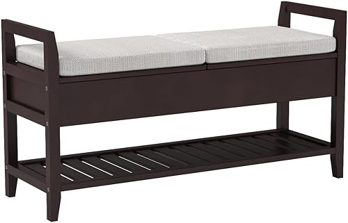 Miniatura 5 de Roundhill Furniture Banco de zapatos Vannes Espresso