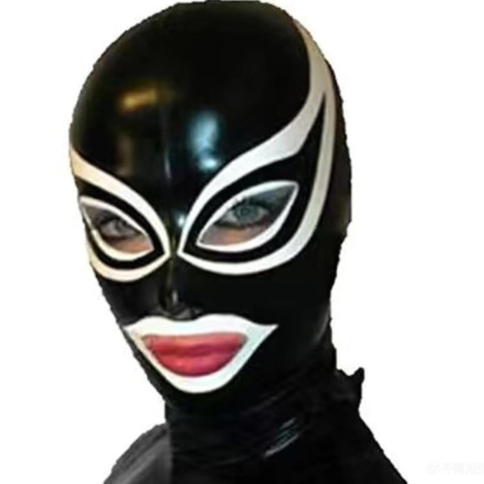 PRLBESL Latex Hood Mask Unisex Open Eyes Mouth Rubber Head Mask Party Decoration Handmade for BDSM Clubwear(Size:S-63CM)