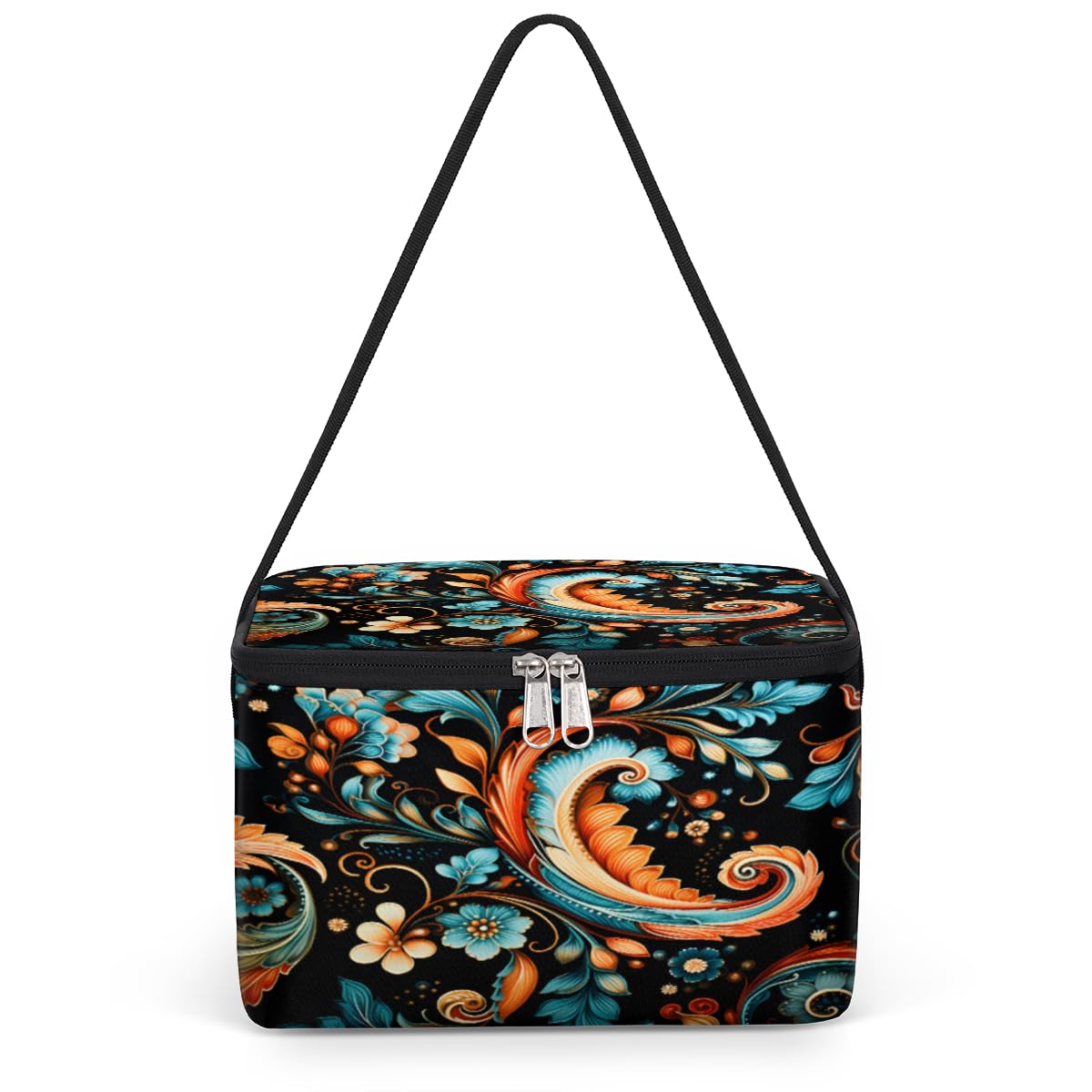 GzLeyigou Colorful Art Lunch Bags for Women Men 9 Cans, Hot & Cold Food Delivery Bag Insulated Grocery Bag Insulated Lunch Box Abstract Flowers Cooler Bag for Office Work Picnic Beach