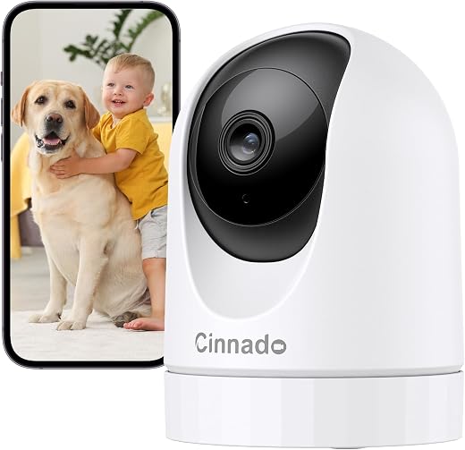 Cinnado Telecamera WiFi Interno - 2K(3MP) Videocamera Sorveglianza Interno Wi-Fi per Baby...
