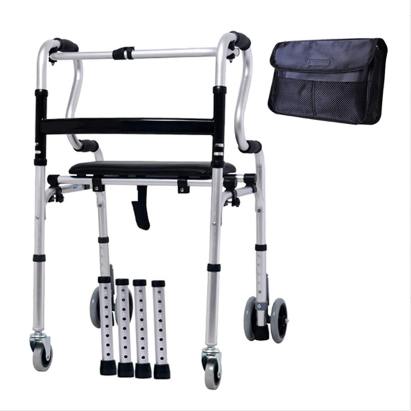 Rollator Walker, składany chodzik z kółkami, lekki chodzik dla seniorów i dorosłych, regulowana wysokość, kolor 2