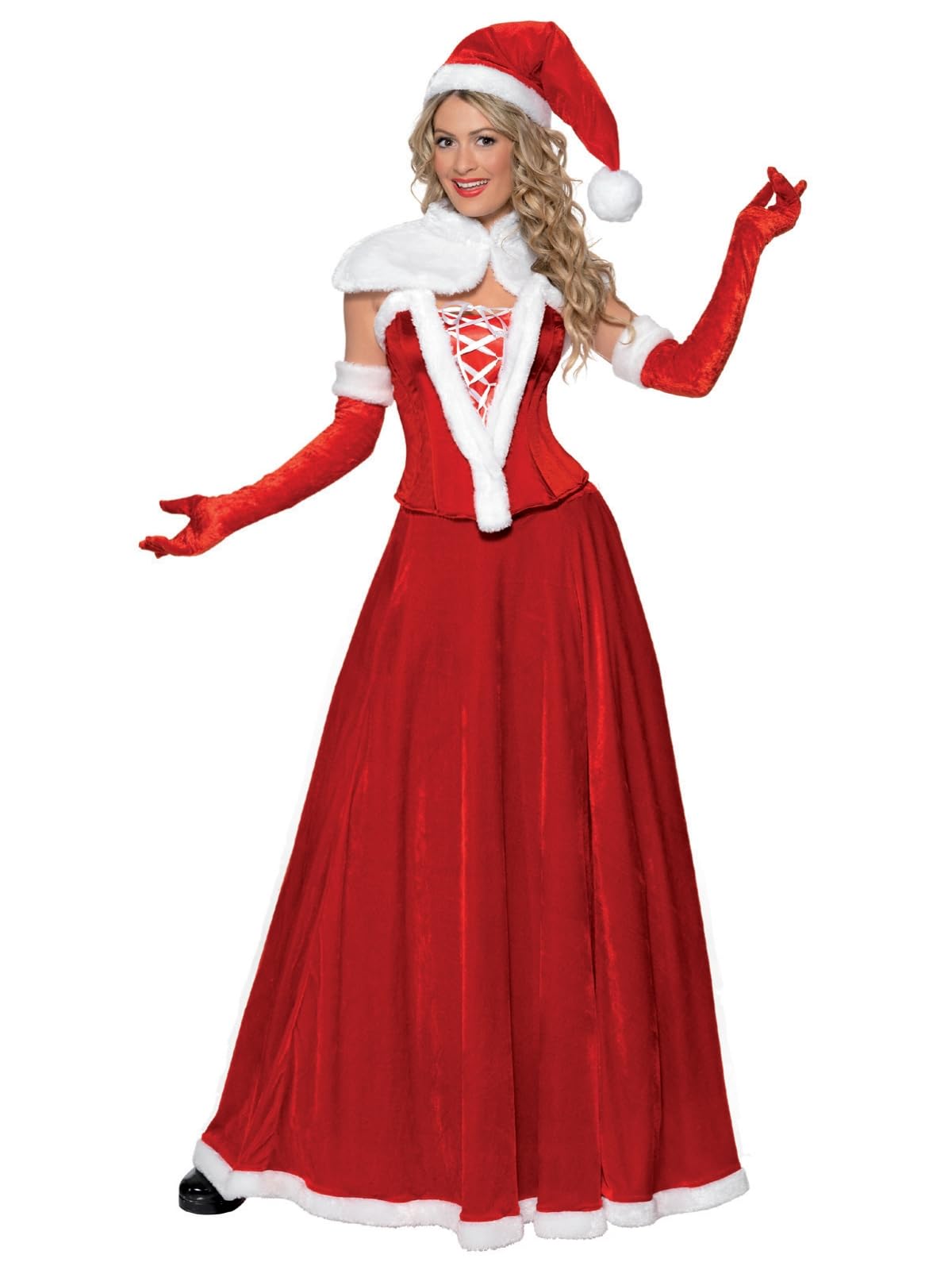 Smiffys Women's Red, White Luxury Miss Santa Costume