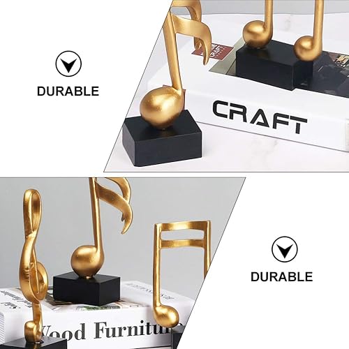 Miniatura 9 de DOITOOL Escultura de nota musical, paquete de 3 figuras de notas musicales, esculturas musicales doradas, esculturas musicales de resina,