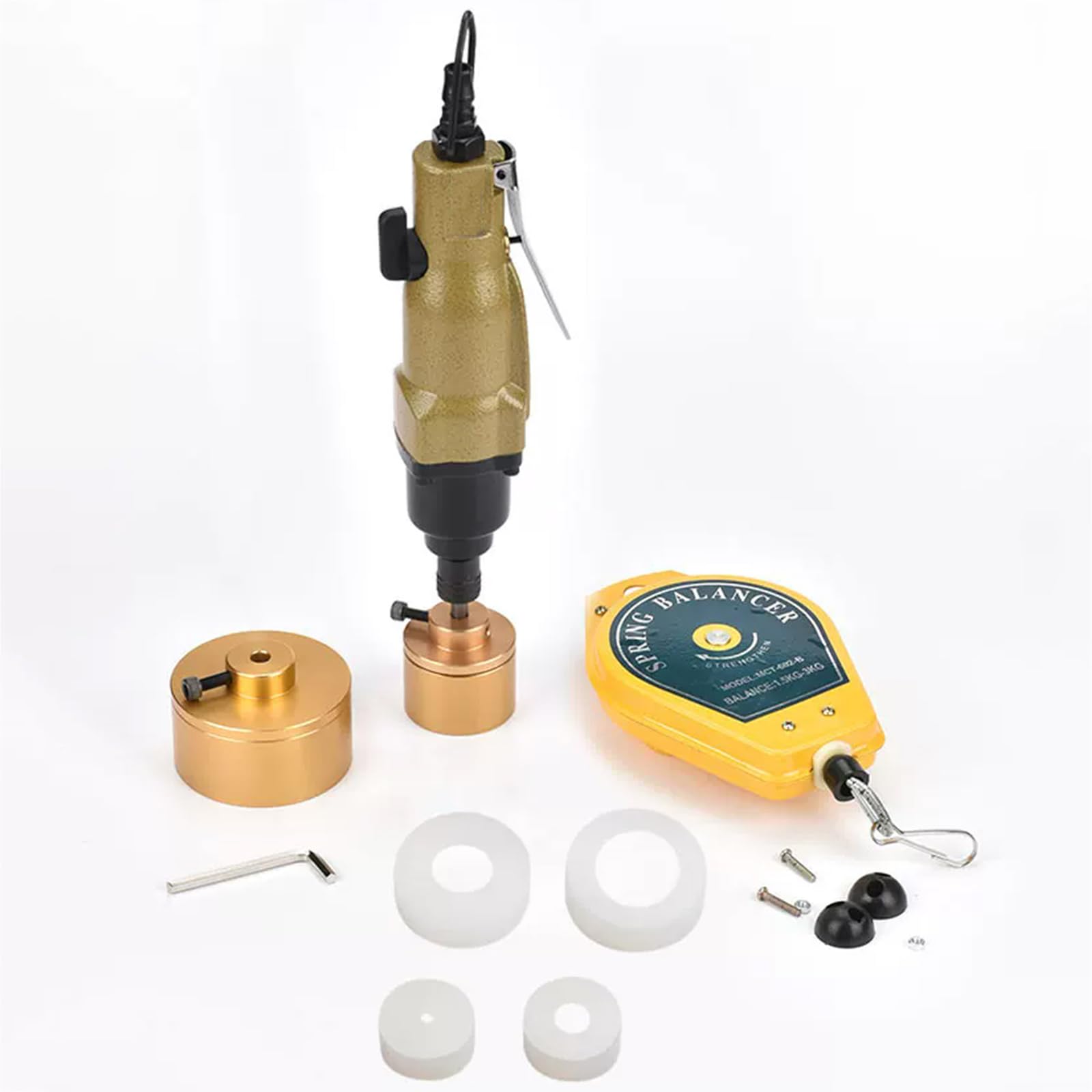 Máquina neumática para taponar botellas con rosca: herramienta manual reversible para envases