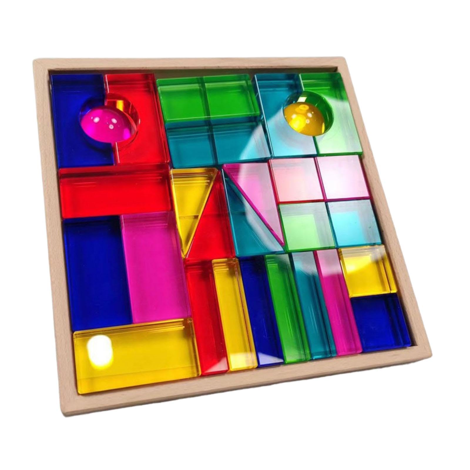Juego de Bloques de Construcción Apilables, Cubos Acrílicos, Juguetes de Cristal con Función de Apilamiento Sensorial, Apto para Niños.