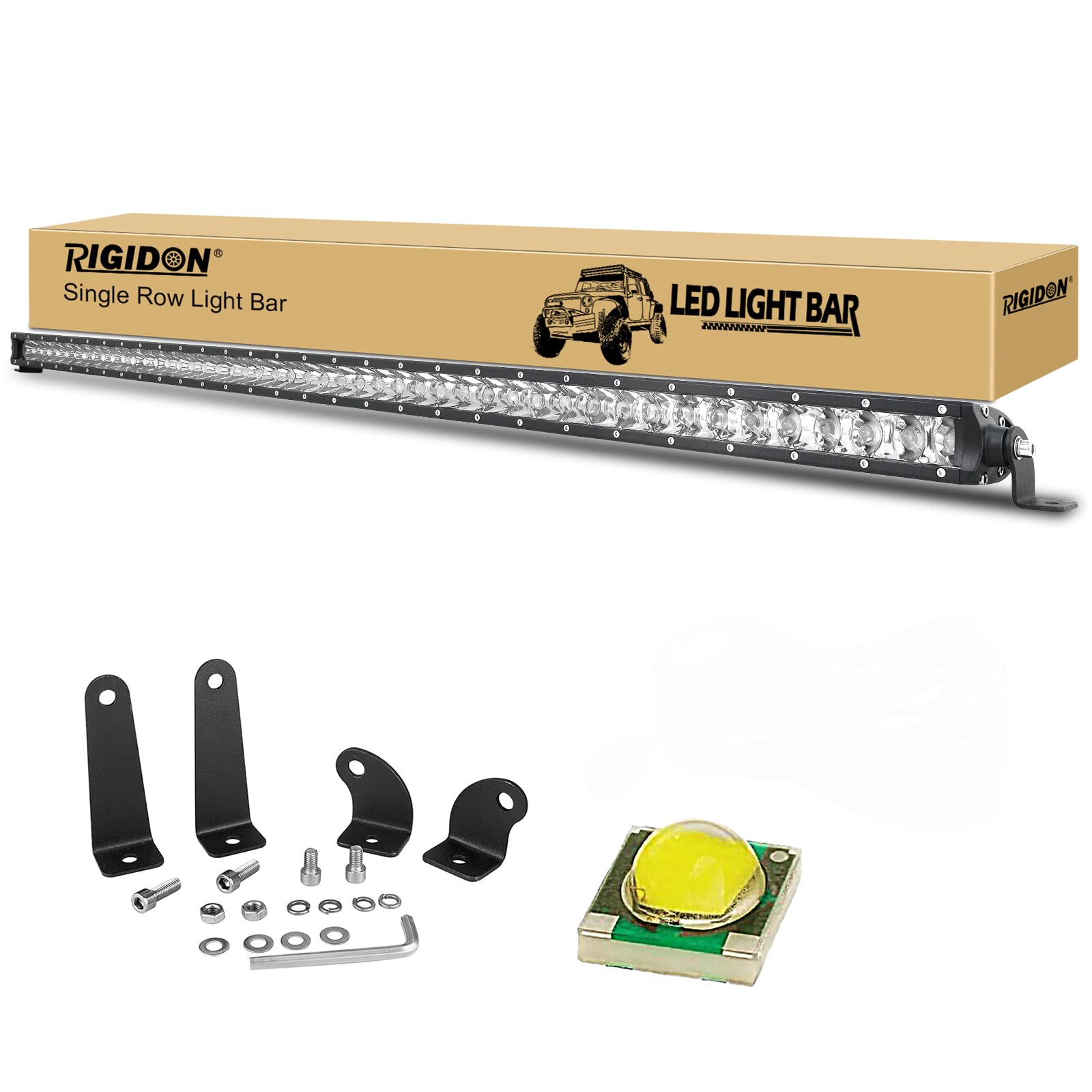 RIGIDON 180W LED Lichtleiste – 12 Zoll, Wasserdicht IP67, 3000K Gelb, Für Auto, SUV, Offroad, LKW, 9-30V