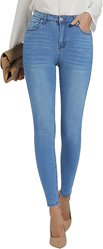 GRAPENT - Jeans ajustados para mujer, pantalones de mezclilla de cintura alta, elásticos, clásicos, de tiro alto y adelgazantes