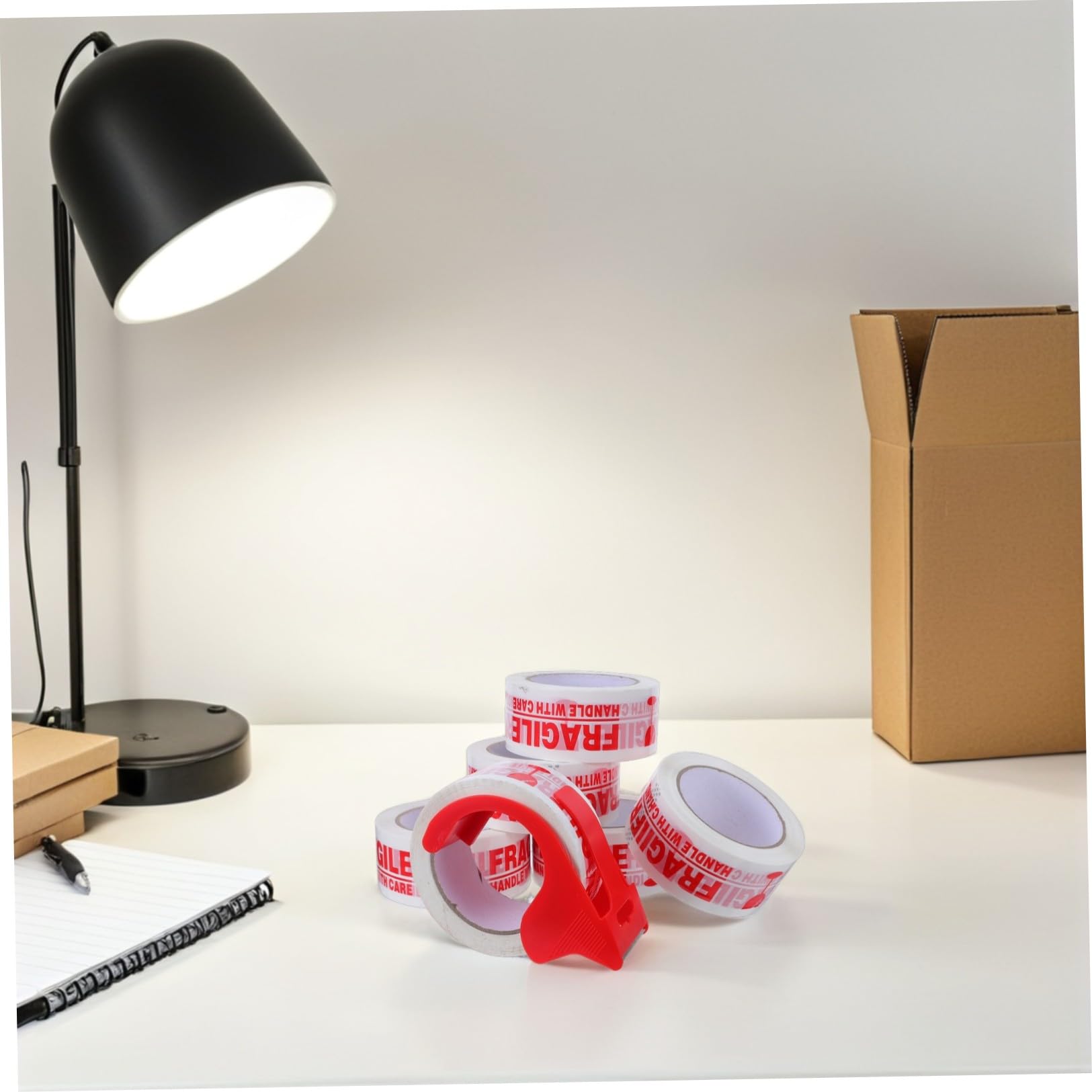 6 Rollen Zerbrechliches Bedrucktes Packband für Versand und Transport | Rot, Pvc und Papier, Internationale Kennzeichnung, Sichere Versiegelung, Praktische Ausgabe, Leichte Identifikation