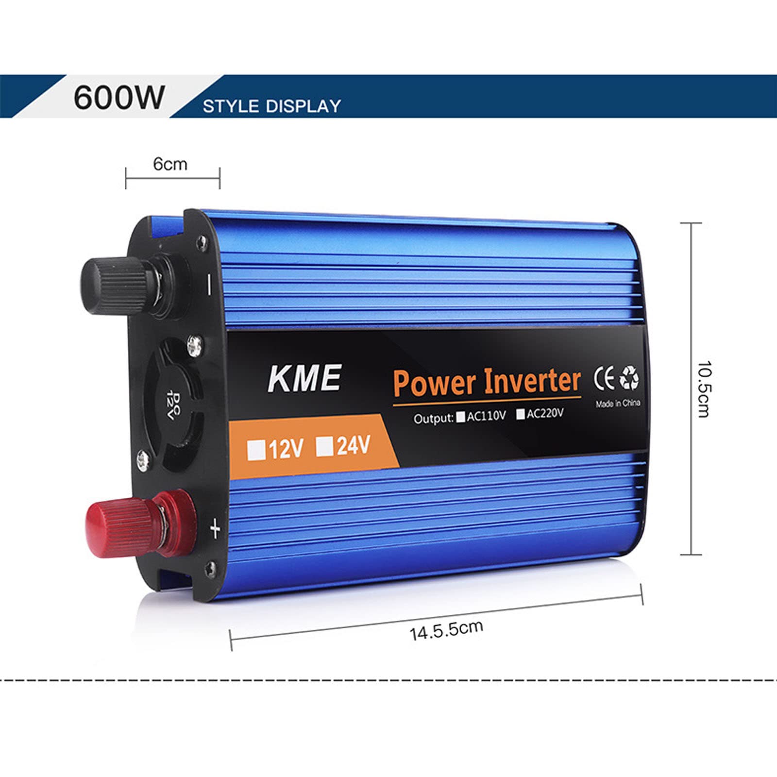 600W Inversor de Corriente Coche Onda modificada12 V / 24 V /36V /48V DC a 220V/230V Power Inverter Transformador de Convertidor Digital con 1 EU Toma Y Puertos USB (600W,12V)