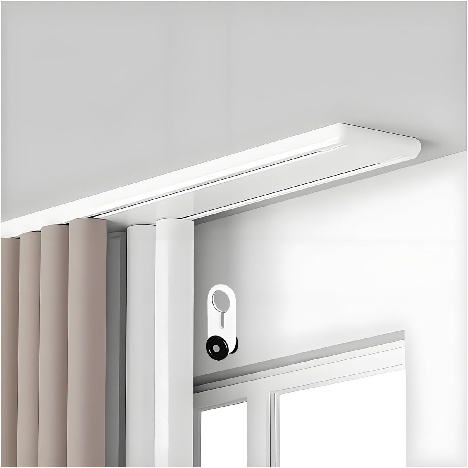 Wytrzymały system szyn z podwójną zasłoną, ultracienki aluminiowy uchwyt sufitowy, 4,9 m, idealny do sypialni, salonu, przegrody szpitalnej (biały)