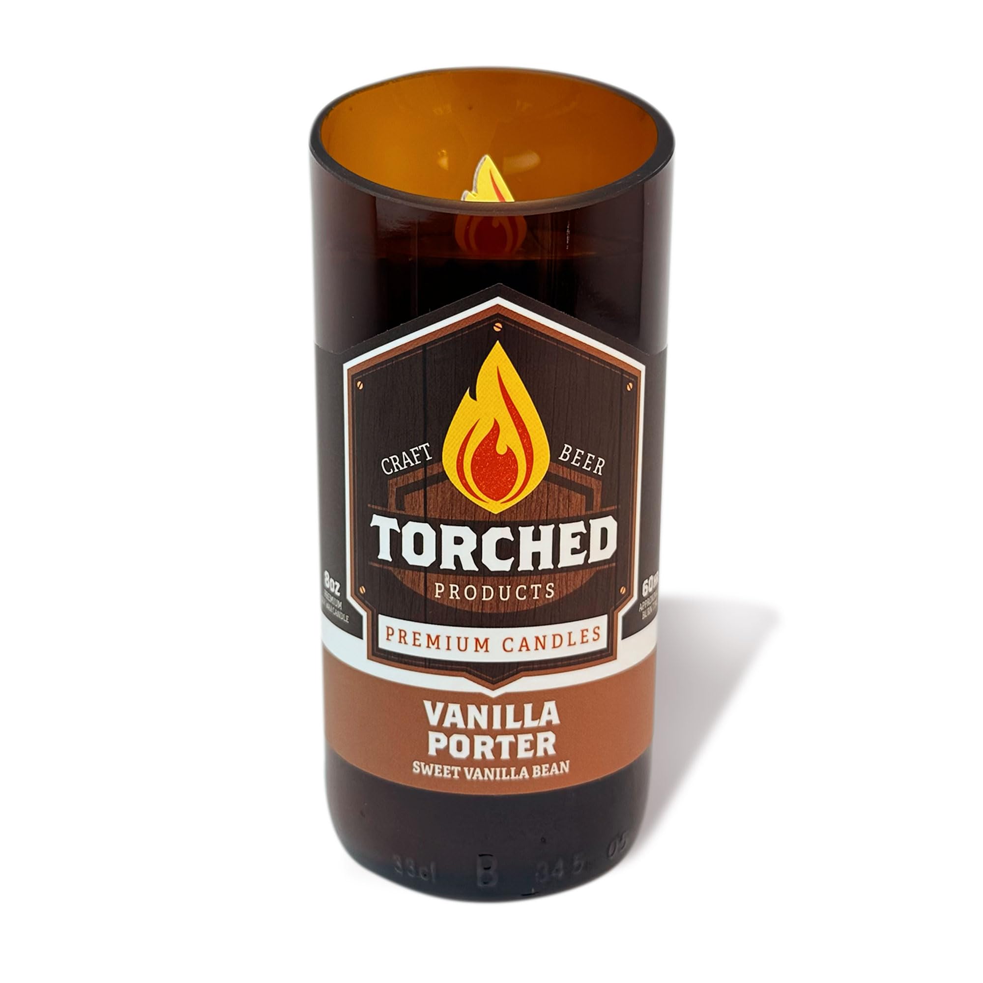 Torched Beer Scented Candles | Natural Soy Wax Candle | Vanilla Porter Scent 8 oz | Makes a Great Gift for Men, Beer Lovers, and Collectors | Bar Man-Cave Decor and Accessories