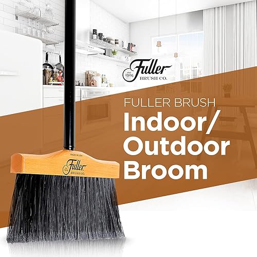 Miniatura 3 de Fuller Brush Escoba de madera de arce de 10 pulgadas con mango roscado de acero negro de 2 piezas para limpieza en interiores y exteriores en suelos