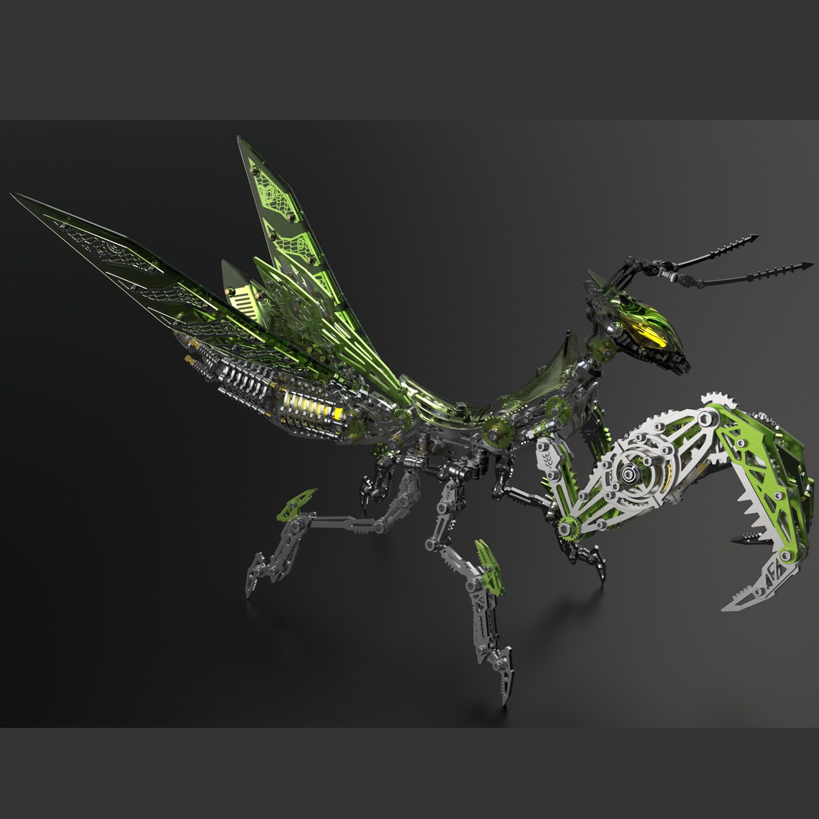 Bunte 3D Metall Puzzle Modellbausatz für Erwachsene mit Licht, DIY Metall 3D Puzzle Mantis Modell Kits mit Werkzeug, Desktop Spielzeug Geschenke für Erwachsene