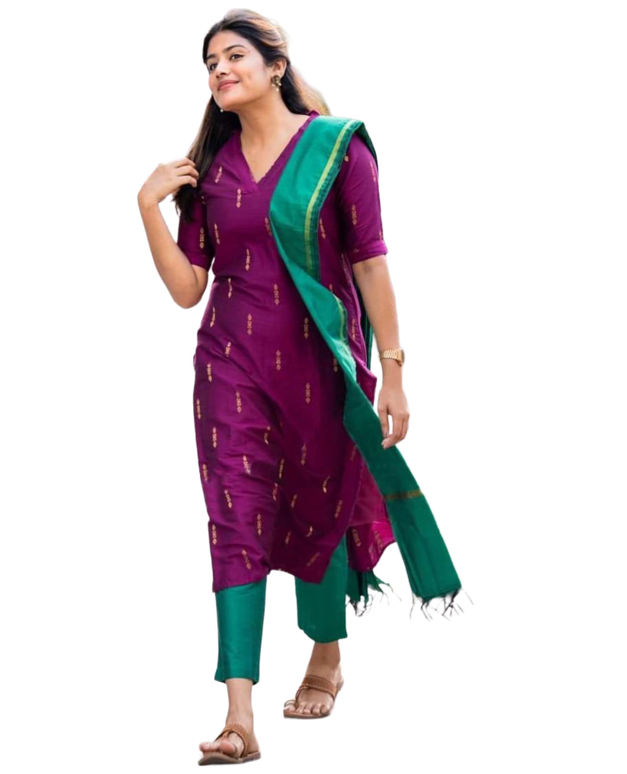 anni designer Women's Rayon Viscose Printed Straight Kurta with Pant and Dupatta-picture-38