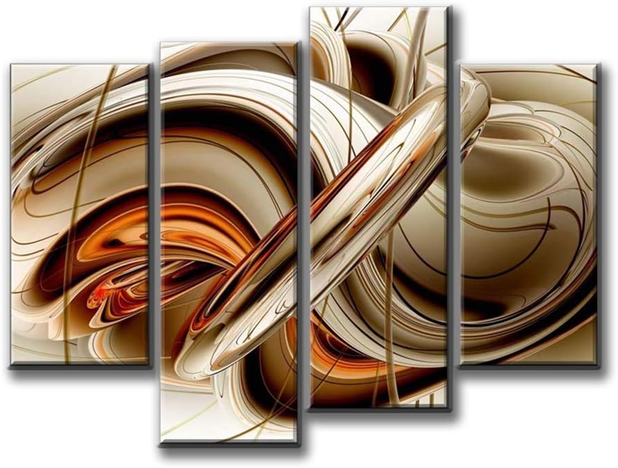 First Wall Art - Abstract Orange Brown White Lines Wall Art Painting The Picture Print On Canvas Abstract Pictures for Home Decor Decoration Gift