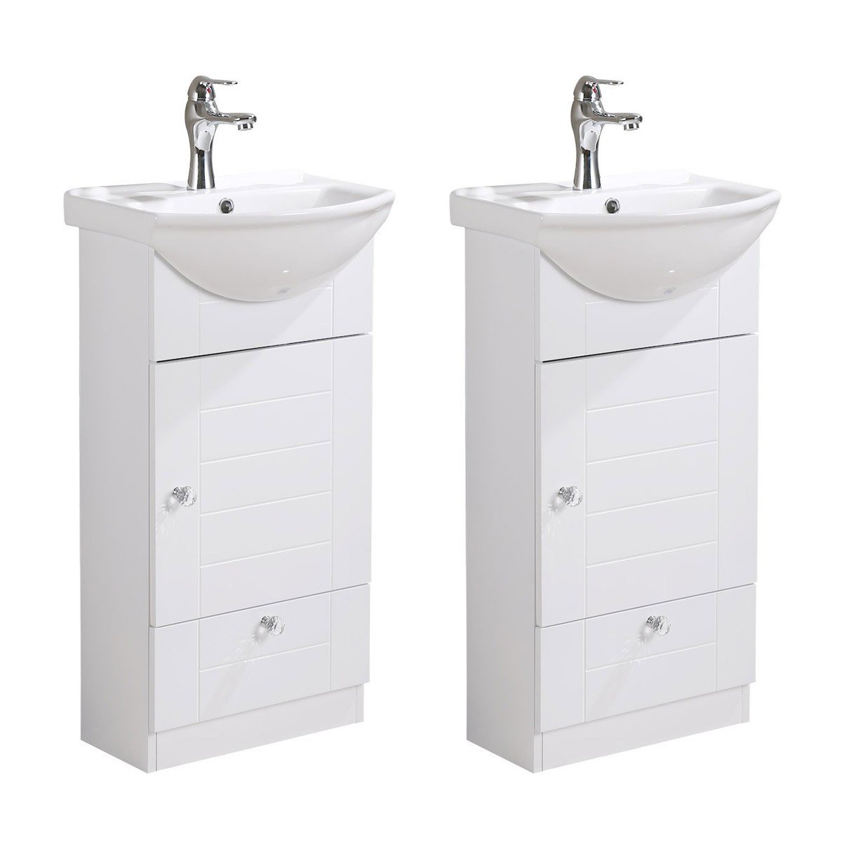 Renovators Supply Manufacturing Bathroom Vanity With Sink 17 3/4 In. Wide White Ceramic Vanity Sinks For Bathrooms With Bathroom Vanity, Faucet And Sink Drain, Pack Of 2