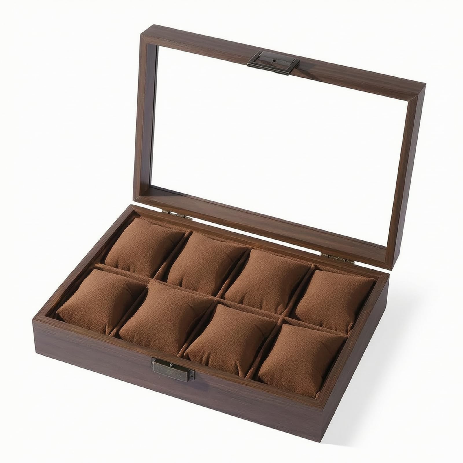 Gralara Organizador Relojes con Tapa Clásico Estuche Organizador Relojes con Compartimentos Expositor para Cómoda