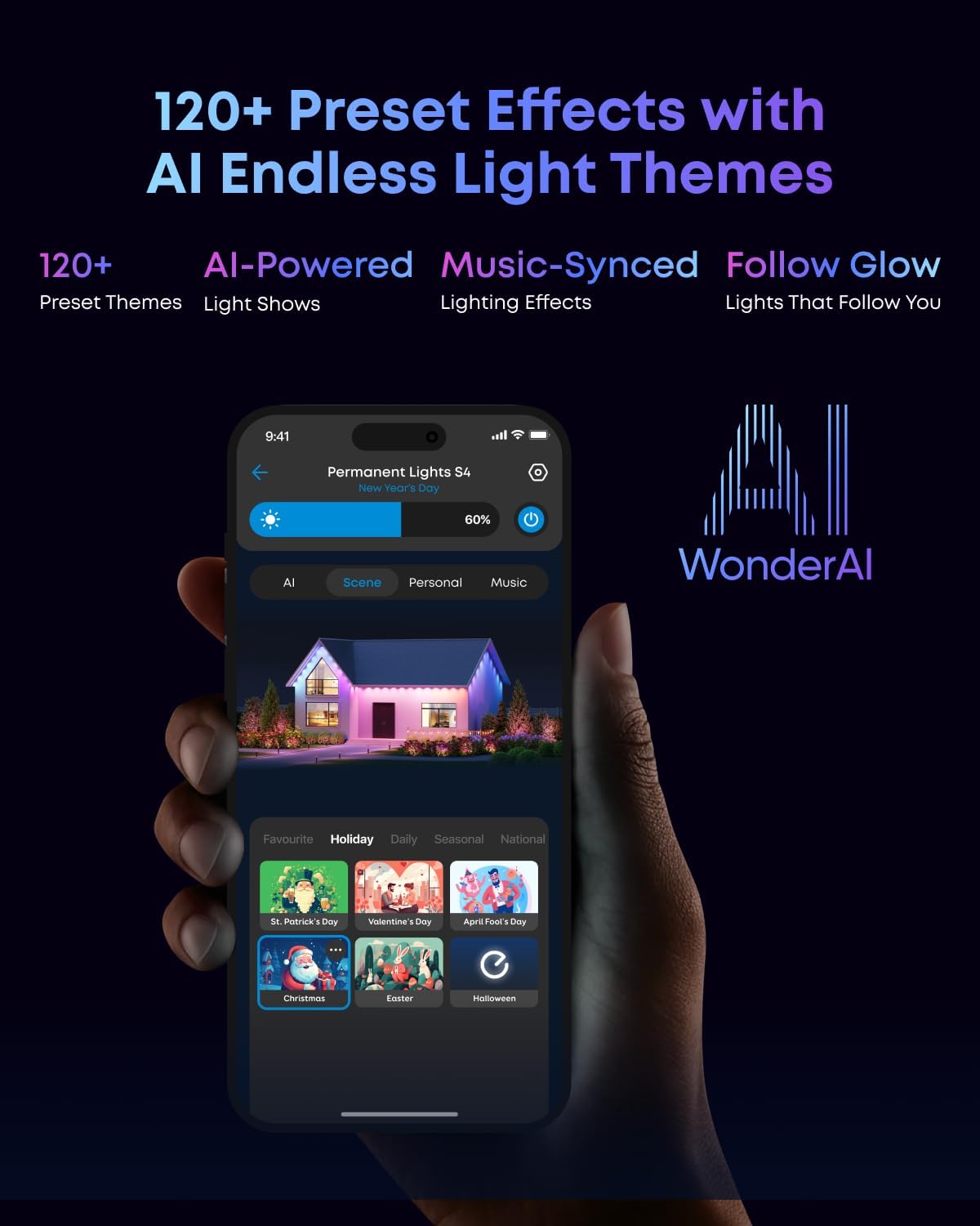 eufy Permanent Outdoor Lights S4, Radar-Activated, 150ft with 108 RGBWW LED String Lights for Daily, Accent and Christmas Decorations, AI Themes, Work Cams, Matter Support, IP67 Waterproof