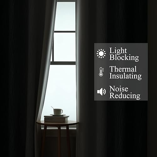 Miniatura 3 de Estelar Textiler Cortinas opacas grisáceas blancas y azul marino de 96 pulgadas de largo, cortinas térmicas aisladas con reducción de ruido para