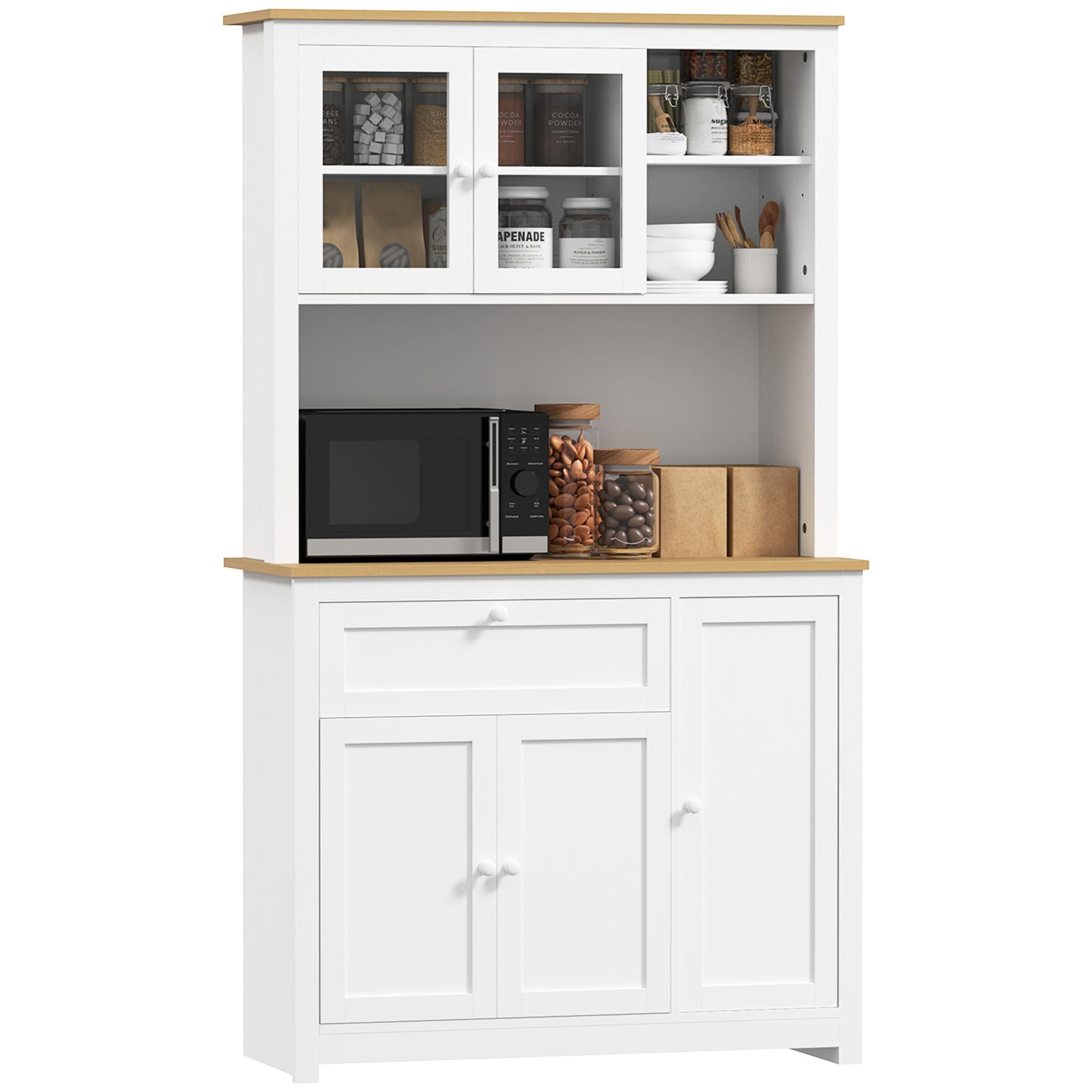HOMCOM Küchenschrank mit Arbeitsplatte 5 Türen Weiß 100 x 40 x 180 cm
