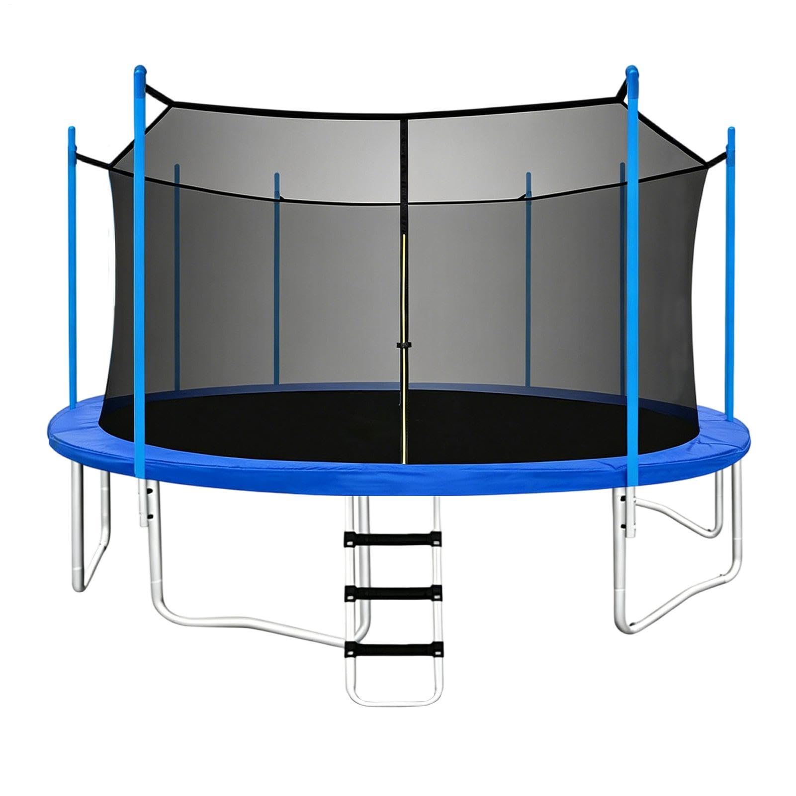 Trampoline Outdoor Round Safety Enclosure Net, 12ft/14ft Trampoline Net Replacement With Adjustable Straps For 6 And 8 Straight Bars, Protection Barrier For Playground, Backyard, Garden