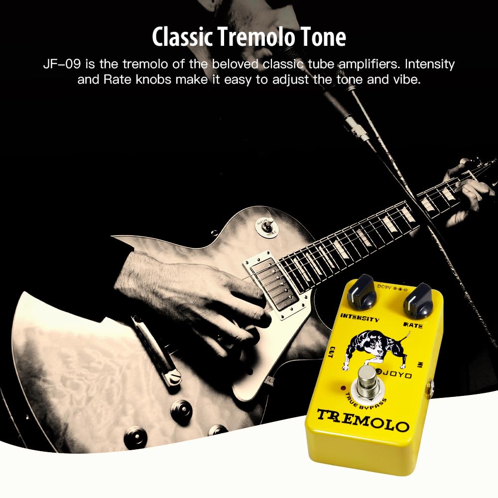JOYO Pedal de efecto trémolo Beloved Old Amps Circuito de tubo fotoeléctrico Trémolo para efecto de guitarra eléctrica - True Bypass (JF-09)