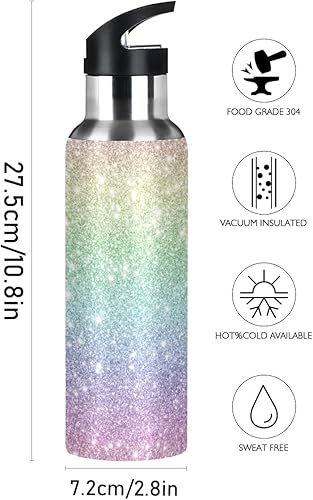 Miniatura 8 de Burning - Botella de agua de fútbol para niños, termo con tapa con pajilla, termo de acero inoxidable aislado a prueba de fugas para gimnasio al