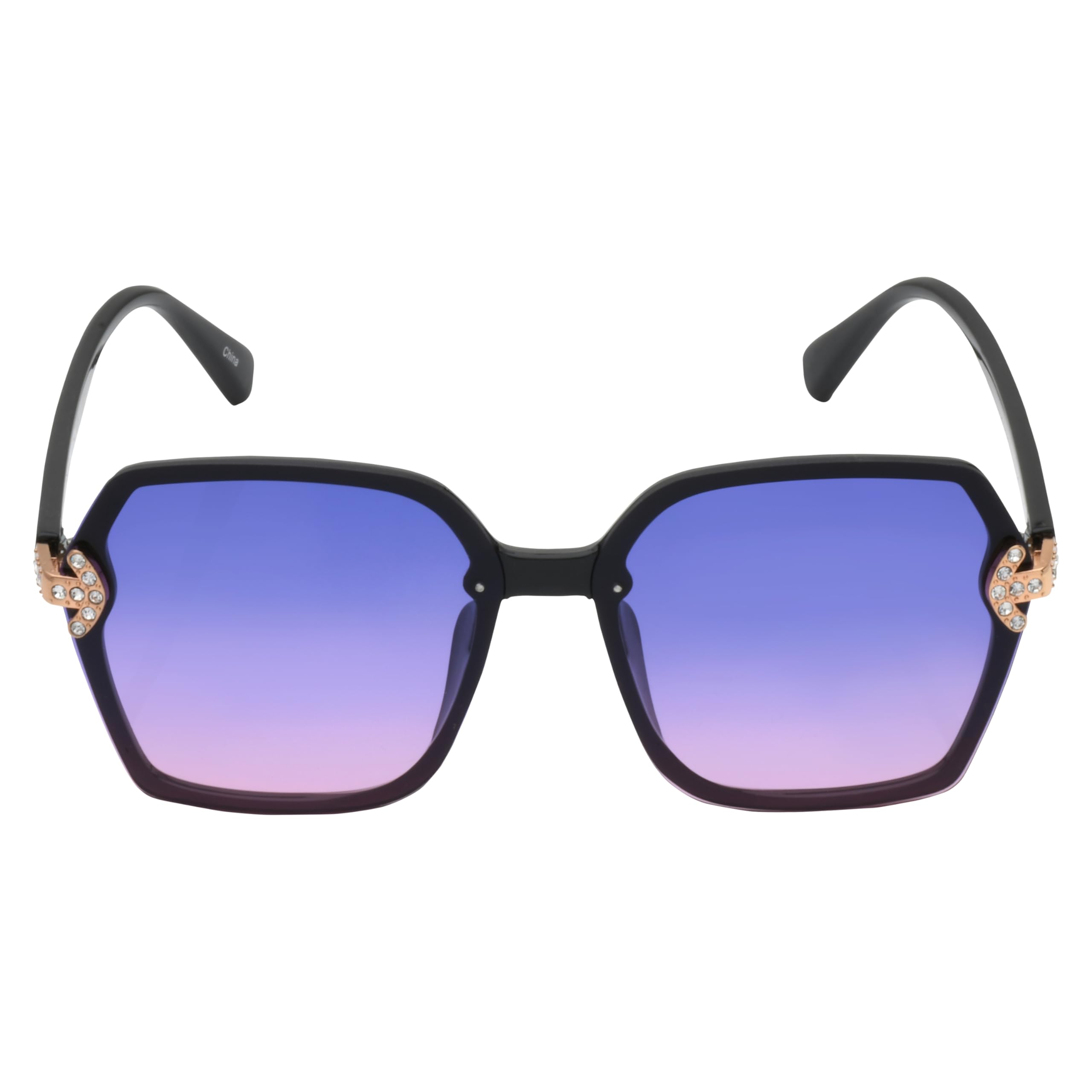 Southpole Damskie geometryczne sześciokątne okulary przeciwsłoneczne, czarne, 63 mm