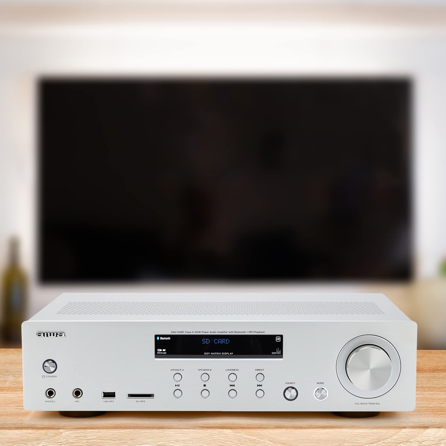 Aiwa AMU-120BT/SL AV-Receiver Verstärker Bluetooth 5.0 120 W Silber