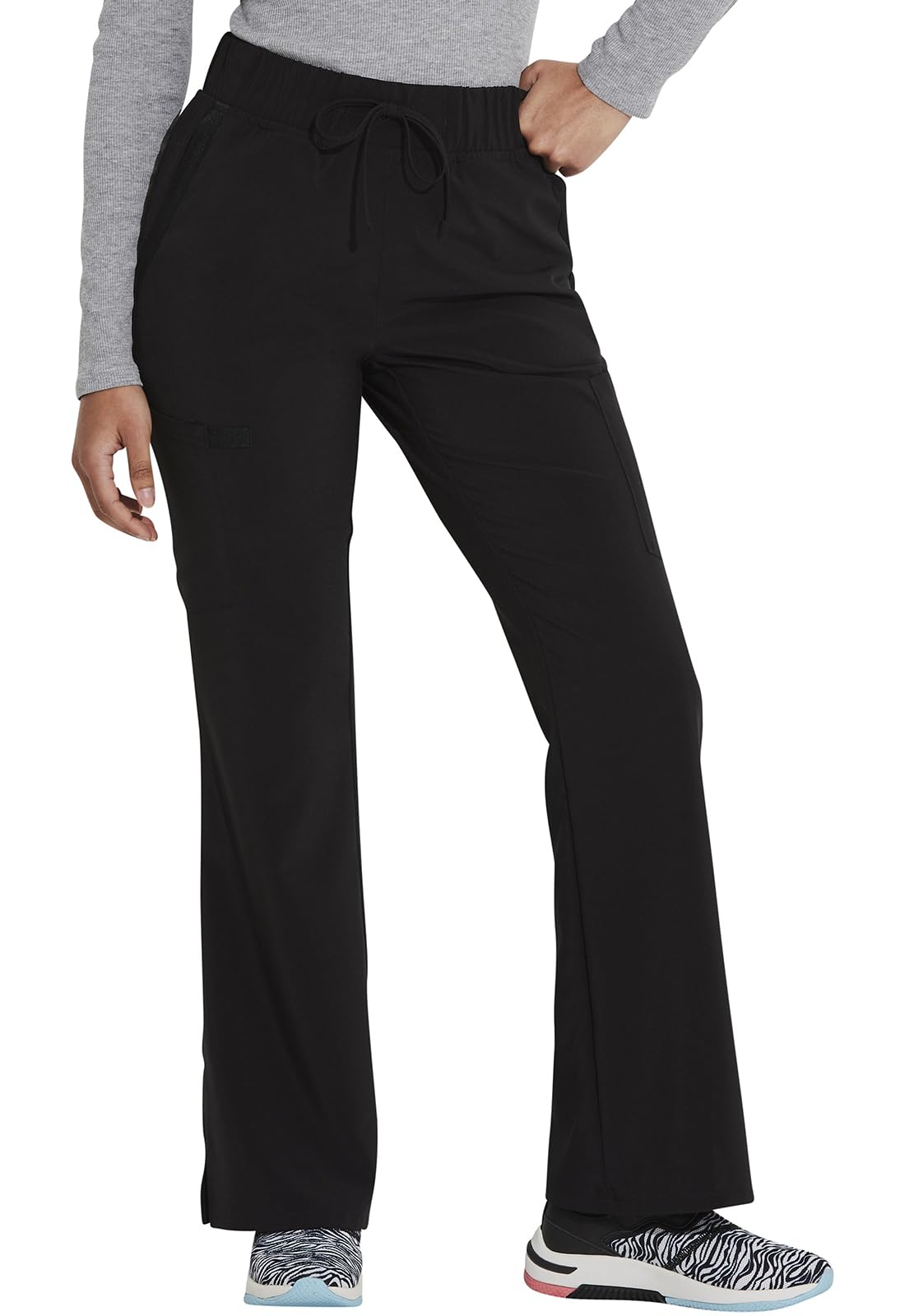 Dickies EDS Essentials Women Scrubs Pant Flare Leg DK241P, L Petite, Black