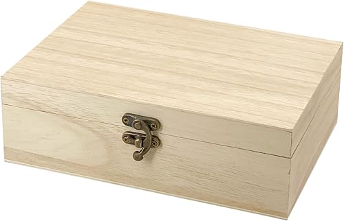 Miniatura 2 de Paquete de 6 cajas de madera sin terminar con tapa, manualidades, caja de madera para proyectos de arte de bricolaje (8.3 x 6 x 2.7 pulgadas)